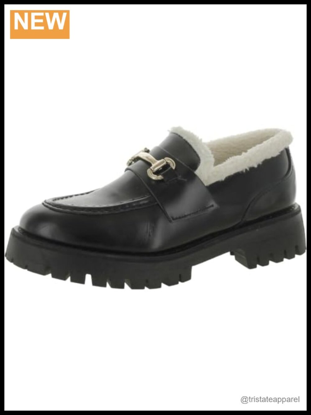 Faux Fur Lined Loafer with 1.5" Heel, Chunky Platform, Pull-On